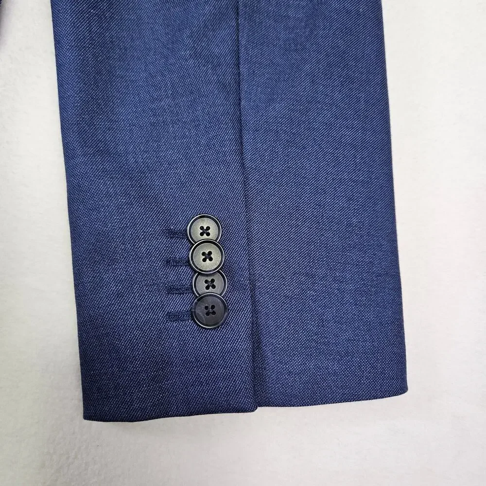Banana Republic Mens Sharkskin Blazer Slim Fit Jacket 40R Navy Blue Stretch NEW